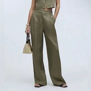 madewell the harlow wide-leg pant faded ivy green ng521 women size 00